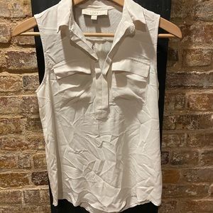 Lightweight sleeveless cream blouse, XS Petite